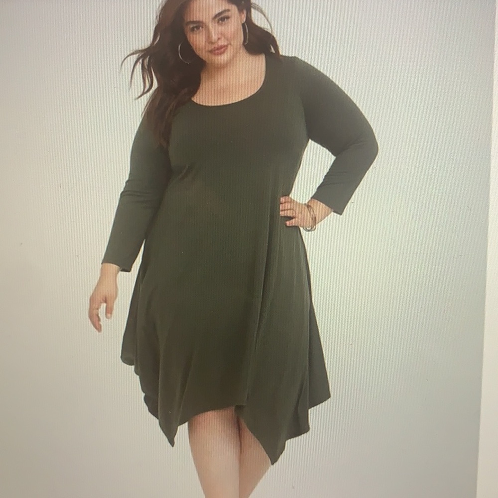Torrid Olive Jersey Handkerchief Dress
